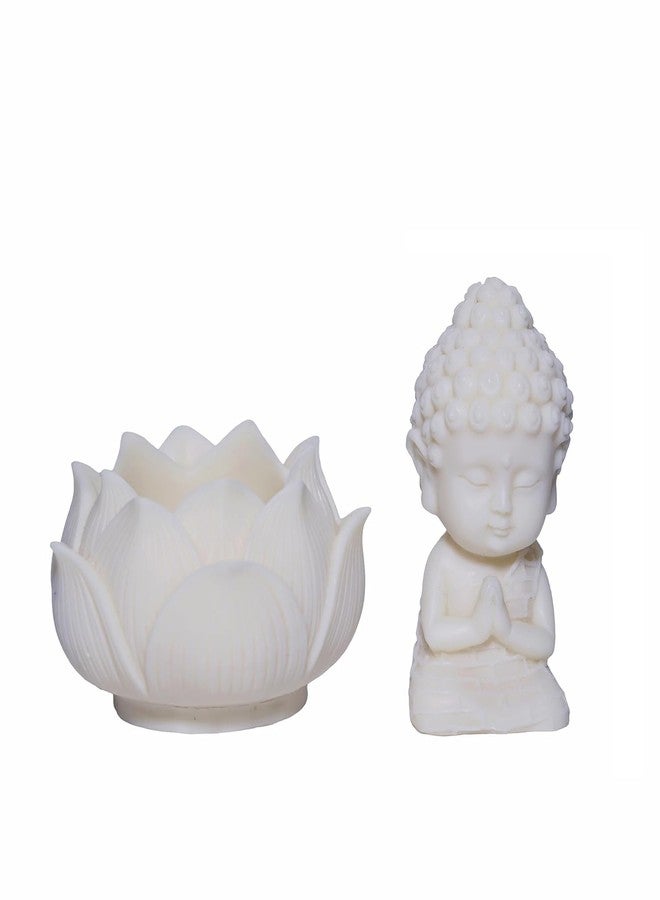 PICKARTME Polyresin Decorative Lotus Buddha Monk Idol Statue Showpiece for Car Dashboard/Home Decor Living Room Pooja Room Office Table Decorative Gifts- 2 pcs - Image 4